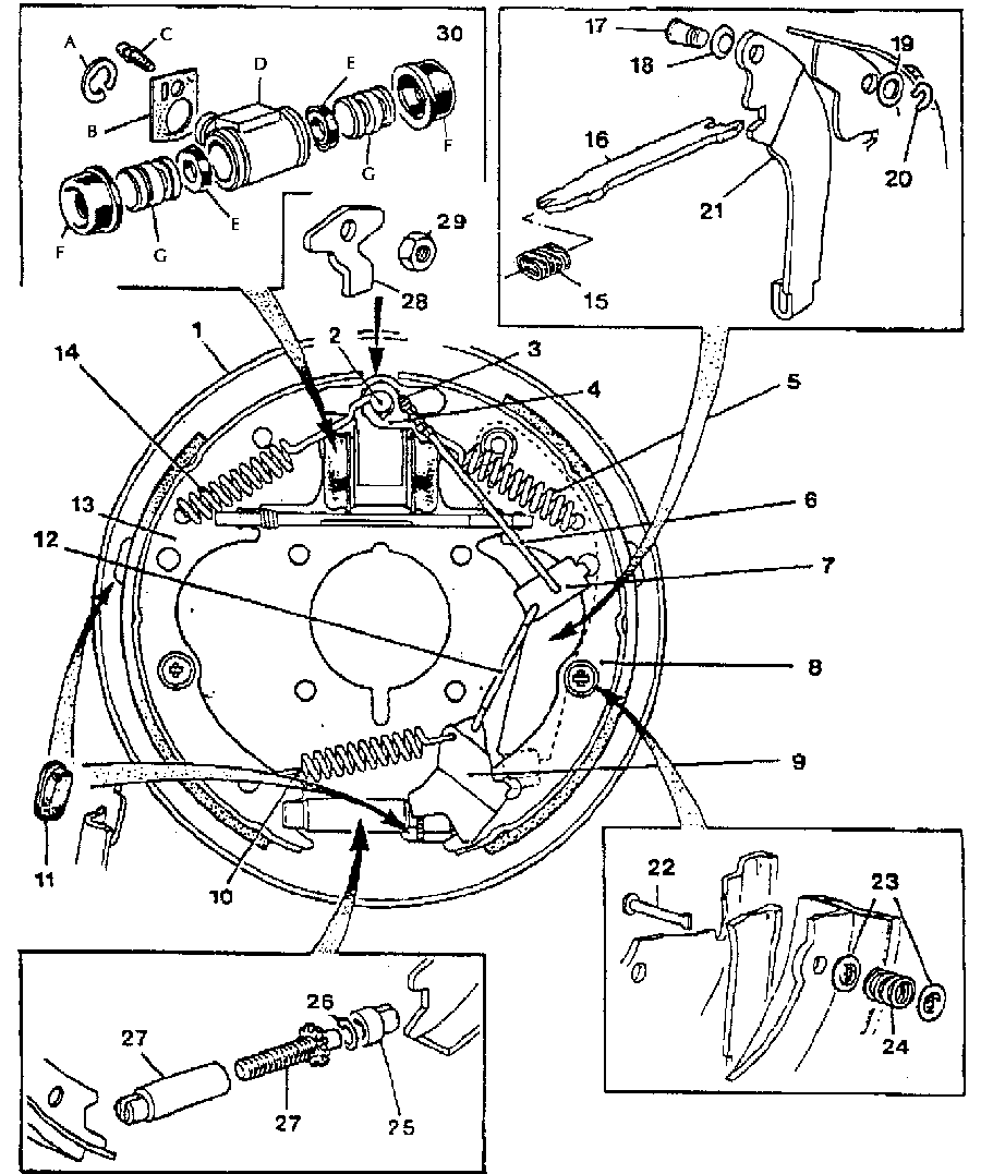 Drum brake - exploded drawing